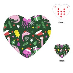 Colorful Funny Christmas Pattern Playing Cards Single Design (heart) by Semog4