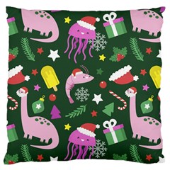 Colorful Funny Christmas Pattern Large Premium Plush Fleece Cushion Case (one Side) by Semog4