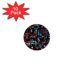 Stained Glass Mosaic Abstract 1  Mini Buttons (10 Pack)  by Semog4