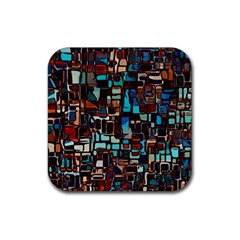 Stained Glass Mosaic Abstract Rubber Coaster (square) by Semog4