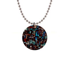 Stained Glass Mosaic Abstract 1  Button Necklace by Semog4