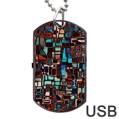 Stained Glass Mosaic Abstract Dog Tag Usb Flash (one Side) by Semog4