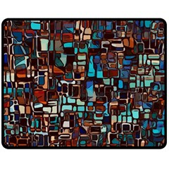 Stained Glass Mosaic Abstract Two Sides Fleece Blanket (medium) by Semog4