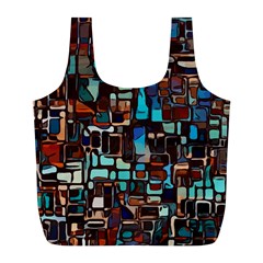 Stained Glass Mosaic Abstract Full Print Recycle Bag (l) by Semog4