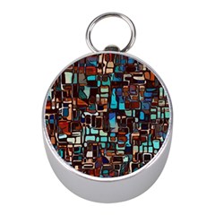 Stained Glass Mosaic Abstract Mini Silver Compasses by Semog4