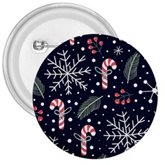 Holiday Seamless Pattern With Christmas Candies Snoflakes Fir Branches Berries 3  Buttons by Semog4