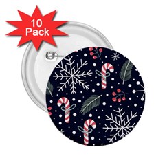 Holiday Seamless Pattern With Christmas Candies Snoflakes Fir Branches Berries 2 25  Buttons (10 Pack)  by Semog4