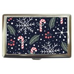 Holiday Seamless Pattern With Christmas Candies Snoflakes Fir Branches Berries Cigarette Money Case Front