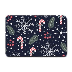 Holiday Seamless Pattern With Christmas Candies Snoflakes Fir Branches Berries Small Doormat by Semog4