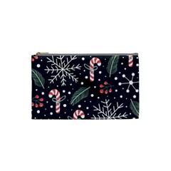 Holiday Seamless Pattern With Christmas Candies Snoflakes Fir Branches Berries Cosmetic Bag (small) by Semog4