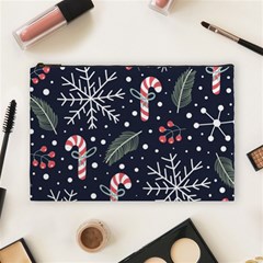 Holiday Seamless Pattern With Christmas Candies Snoflakes Fir Branches Berries Cosmetic Bag (large) by Semog4