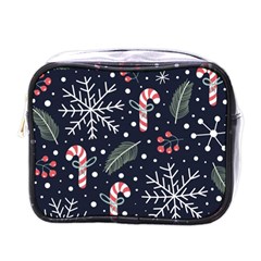 Holiday Seamless Pattern With Christmas Candies Snoflakes Fir Branches Berries Mini Toiletries Bag (one Side) by Semog4