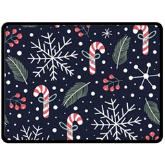 Holiday Seamless Pattern With Christmas Candies Snoflakes Fir Branches Berries Fleece Blanket (large) by Semog4