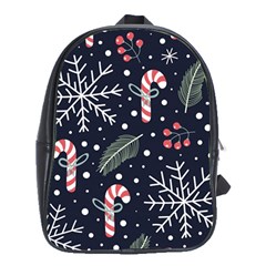 Holiday Seamless Pattern With Christmas Candies Snoflakes Fir Branches Berries School Bag (xl) by Semog4