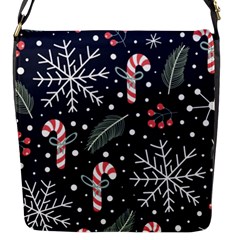 Holiday Seamless Pattern With Christmas Candies Snoflakes Fir Branches Berries Flap Closure Messenger Bag (s) by Semog4