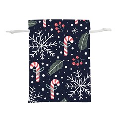 Holiday Seamless Pattern With Christmas Candies Snoflakes Fir Branches Berries Lightweight Drawstring Pouch (m) by Semog4