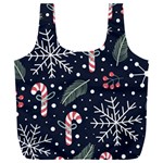 Holiday Seamless Pattern With Christmas Candies Snoflakes Fir Branches Berries Full Print Recycle Bag (XXL) Back