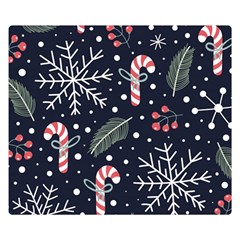 Holiday Seamless Pattern With Christmas Candies Snoflakes Fir Branches Berries Premium Plush Fleece Blanket (small) by Semog4