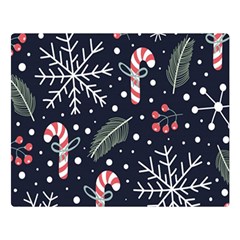 Holiday Seamless Pattern With Christmas Candies Snoflakes Fir Branches Berries Premium Plush Fleece Blanket (large) by Semog4