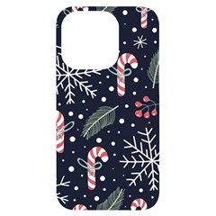 Holiday Seamless Pattern With Christmas Candies Snoflakes Fir Branches Berries Iphone 14 Pro Black Uv Print Case