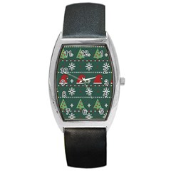 Beautiful Knitted Christmas Pattern Barrel Style Metal Watch by Semog4