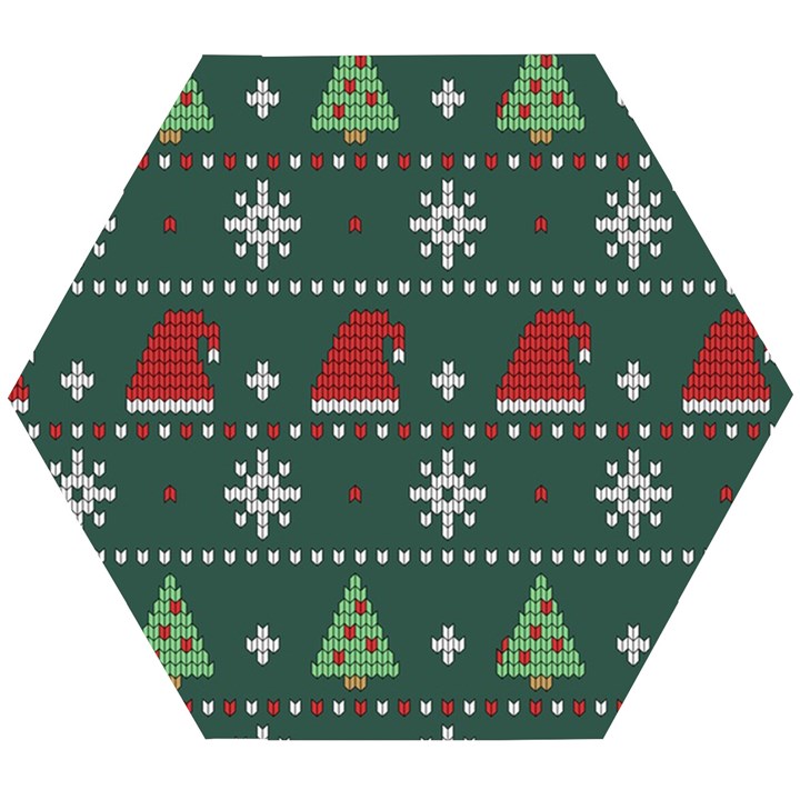 Beautiful Knitted Christmas Pattern Wooden Puzzle Hexagon