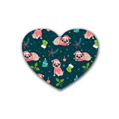 Pattern Christmas Funny Rubber Heart Coaster (4 Pack) by Semog4