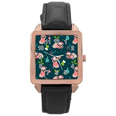 Pattern Christmas Funny Rose Gold Leather Watch  by Semog4