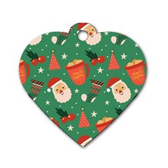 Colorful Funny Christmas Pattern Dog Tag Heart (two Sides) by Semog4