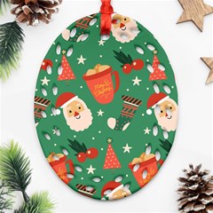 Colorful Funny Christmas Pattern Ornament (oval Filigree) by Semog4