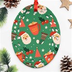 Colorful Funny Christmas Pattern Ornament (Oval Filigree) Front