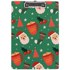 Colorful Funny Christmas Pattern A4 Acrylic Clipboard by Semog4