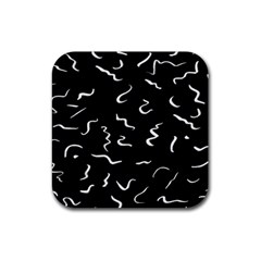 Scribbles Lines Drawing Picture Rubber Coaster (square) by Semog4