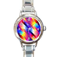 Abstract Background Colorful Pattern Round Italian Charm Watch by Semog4