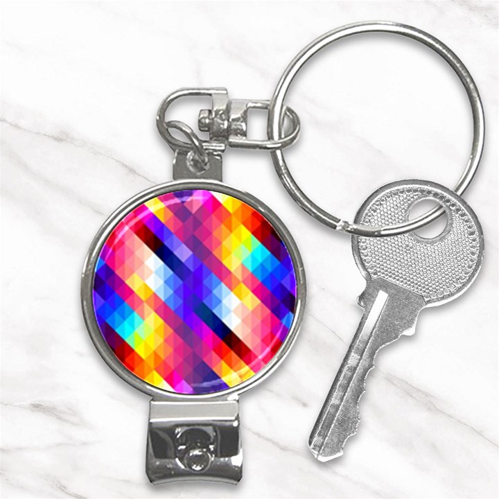 Abstract Background Colorful Pattern Nail Clippers Key Chain