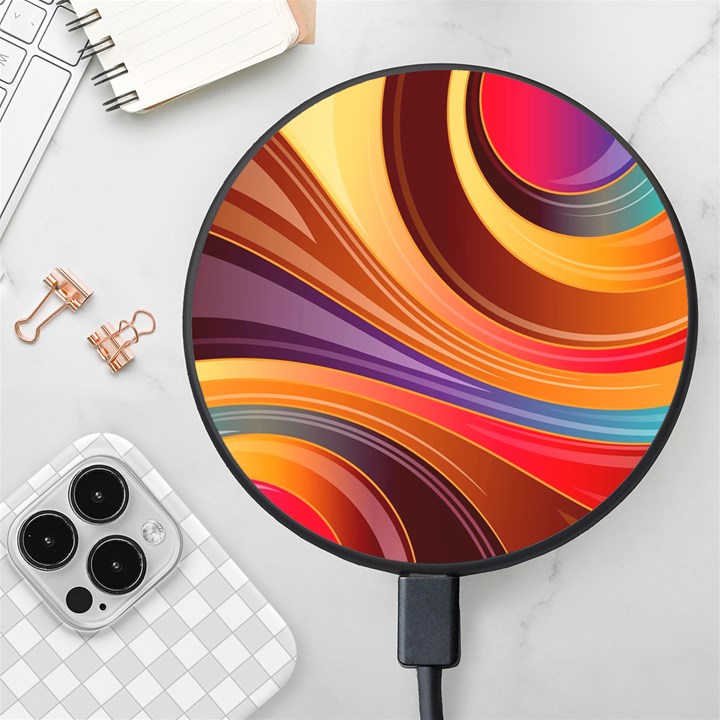 Abstract Colorful Background Wavy Wireless Fast Charger(Black)