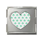 Plant Pattern Green Leaf Flora Mega Link Heart Italian Charm (18mm) Front