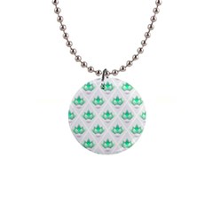 Plant Pattern Green Leaf Flora 1  Button Necklace by Semog4