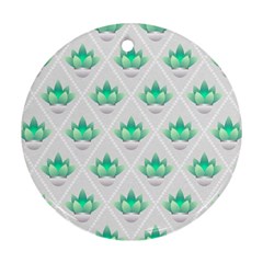 Plant Pattern Green Leaf Flora Round Ornament (two Sides) by Semog4