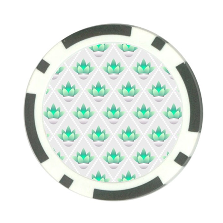 Plant Pattern Green Leaf Flora Poker Chip Card Guard (10 pack)