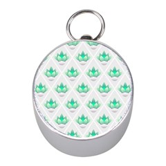 Plant Pattern Green Leaf Flora Mini Silver Compasses by Semog4