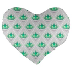 Plant Pattern Green Leaf Flora Large 19  Premium Flano Heart Shape Cushions by Semog4