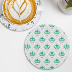 Plant Pattern Green Leaf Flora Uv Print Round Tile Coaster by Semog4