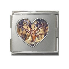 Tree Forest Woods Nature Landscape Mega Link Heart Italian Charm (18mm) by Semog4