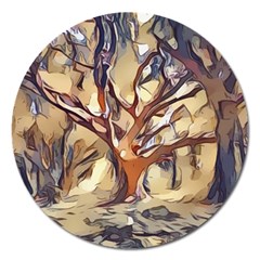 Tree Forest Woods Nature Landscape Magnet 5  (round) by Semog4