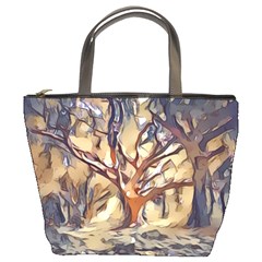 Tree Forest Woods Nature Landscape Bucket Bag by Semog4