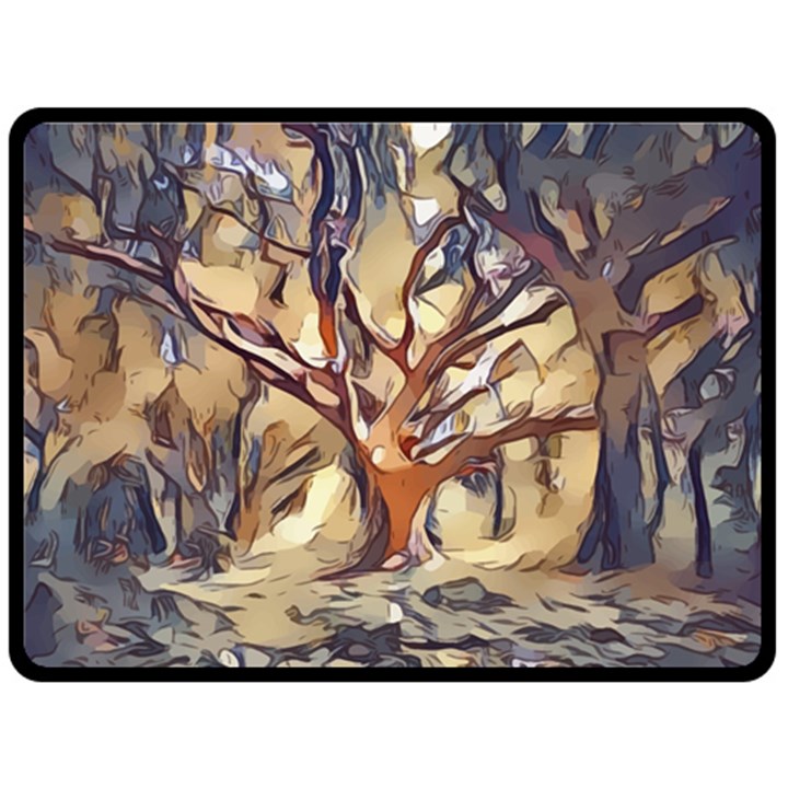 Tree Forest Woods Nature Landscape Fleece Blanket (Large)