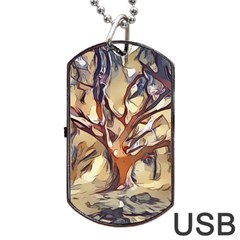 Tree Forest Woods Nature Landscape Dog Tag Usb Flash (one Side) by Semog4