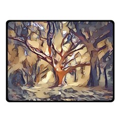 Tree Forest Woods Nature Landscape Two Sides Fleece Blanket (small) by Semog4