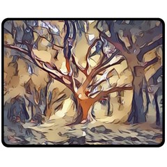 Tree Forest Woods Nature Landscape Two Sides Fleece Blanket (medium) by Semog4